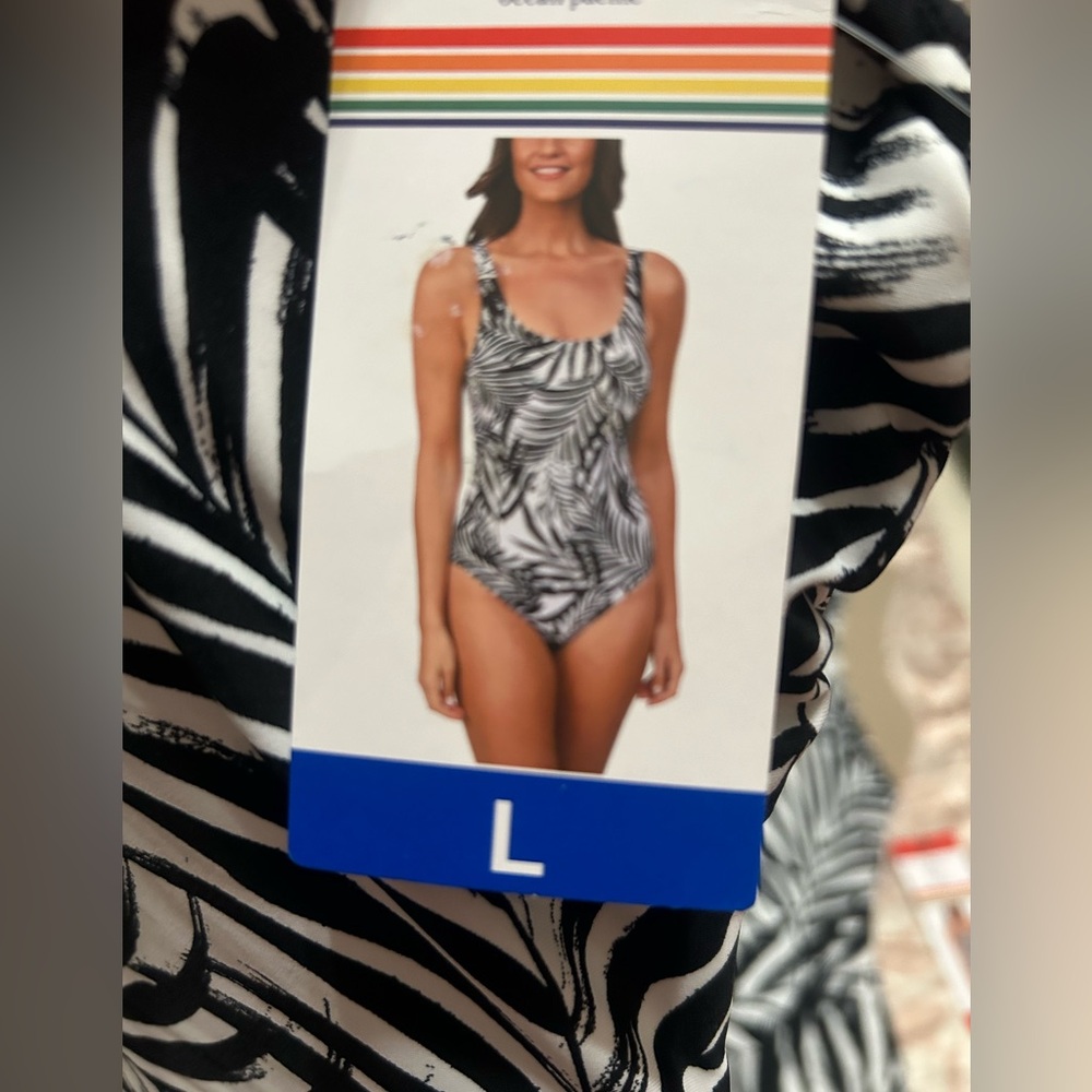 Ocean Pacific one piece swimsuit size M, L black floral NWT